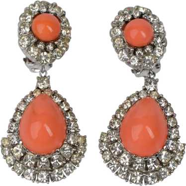 CINER Pave Diamante and Coral Cabochon 'Jewels of… - image 1