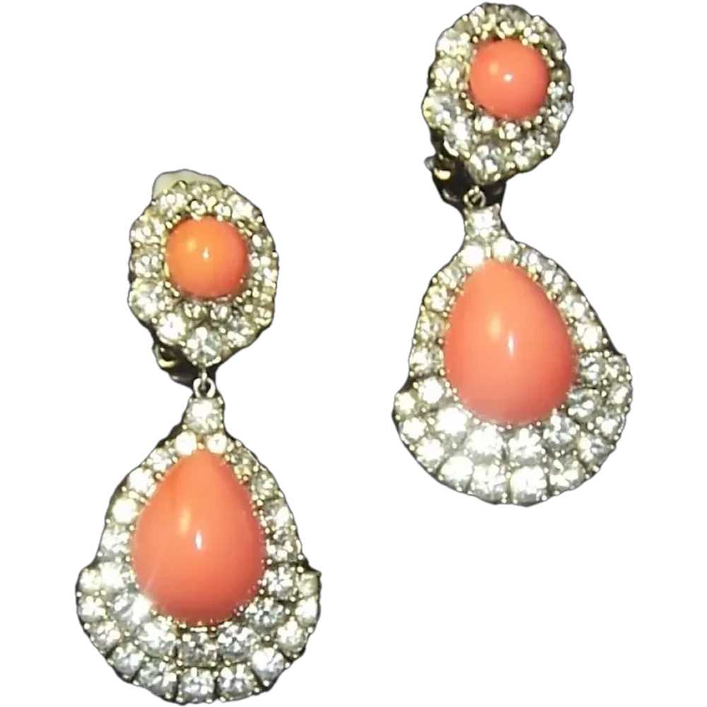 CINER Pave Diamante and Coral Cabochon 'Jewels of… - image 2