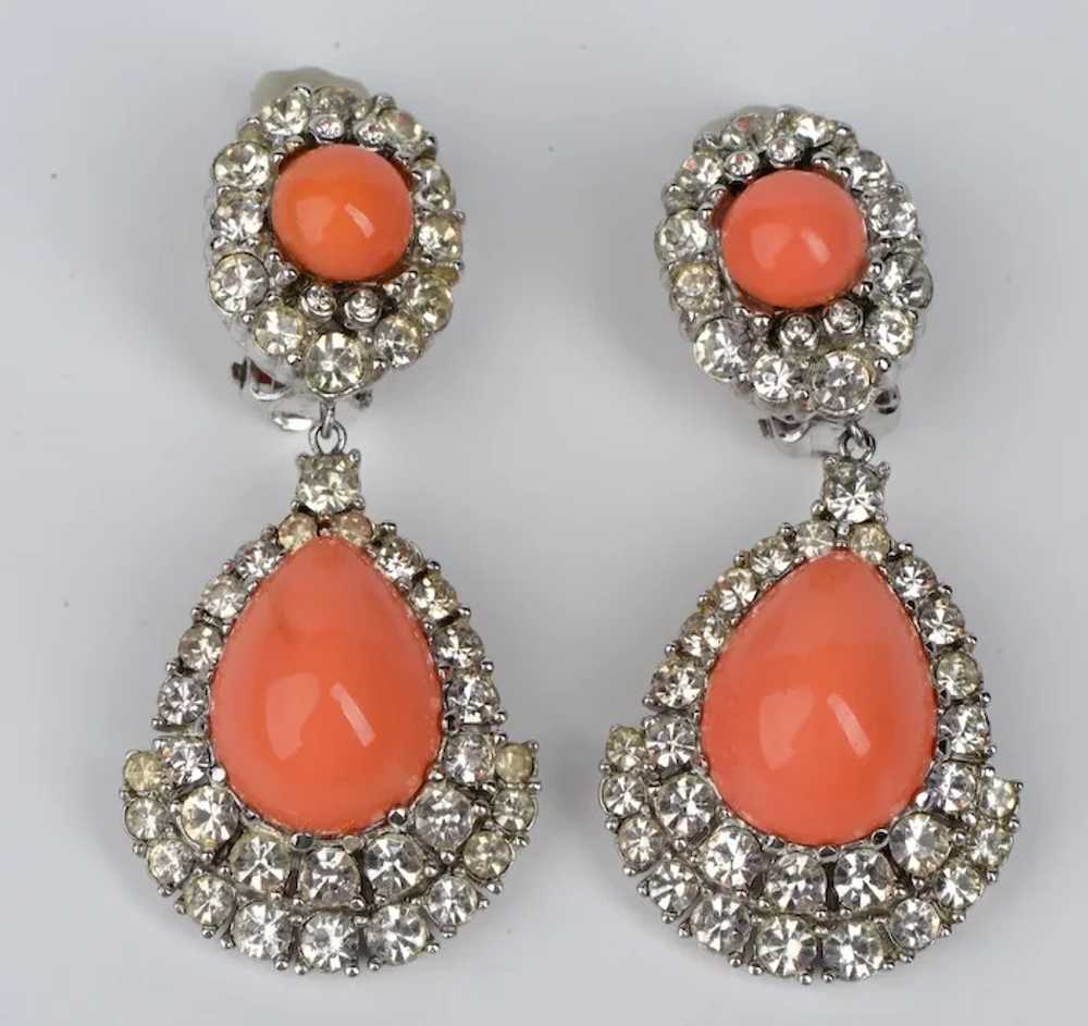 CINER Pave Diamante and Coral Cabochon 'Jewels of… - image 3
