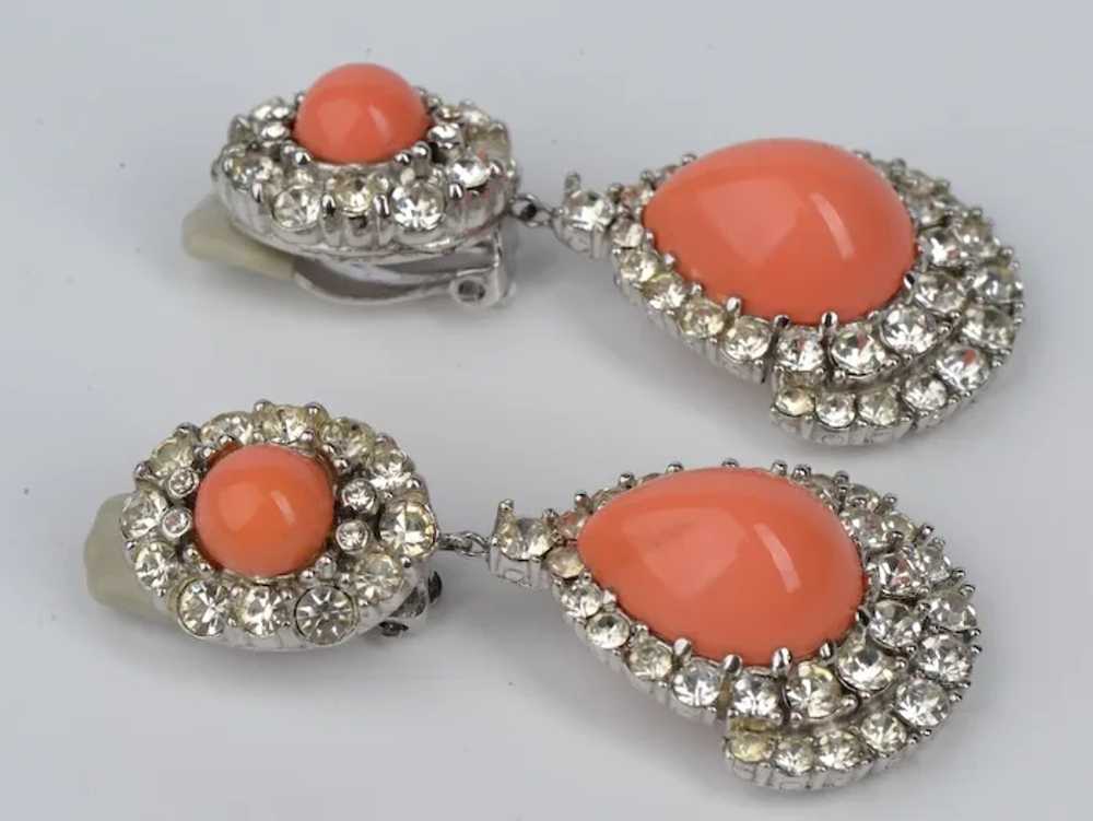 CINER Pave Diamante and Coral Cabochon 'Jewels of… - image 4