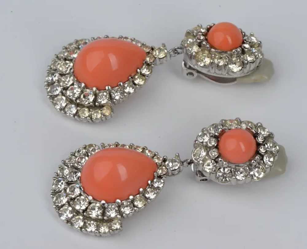 CINER Pave Diamante and Coral Cabochon 'Jewels of… - image 5