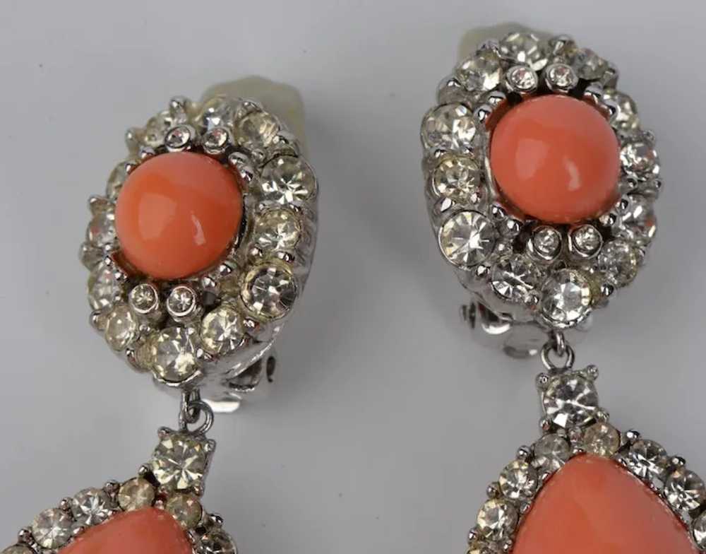 CINER Pave Diamante and Coral Cabochon 'Jewels of… - image 6