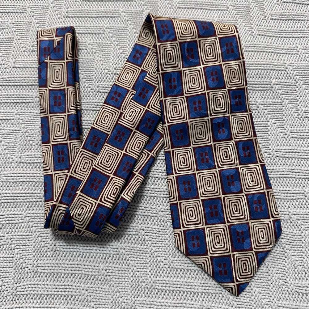 Vintage Guy Laroche blue and beige abstract 80s s… - image 1