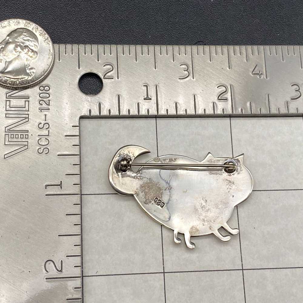 Vintage Cat Heart Sterling Silver Pin Brooch - image 5