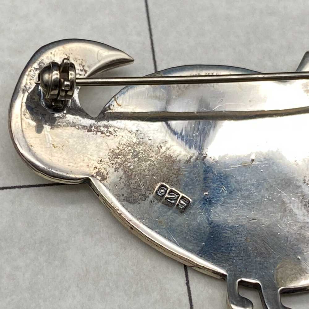 Vintage Cat Heart Sterling Silver Pin Brooch - image 7