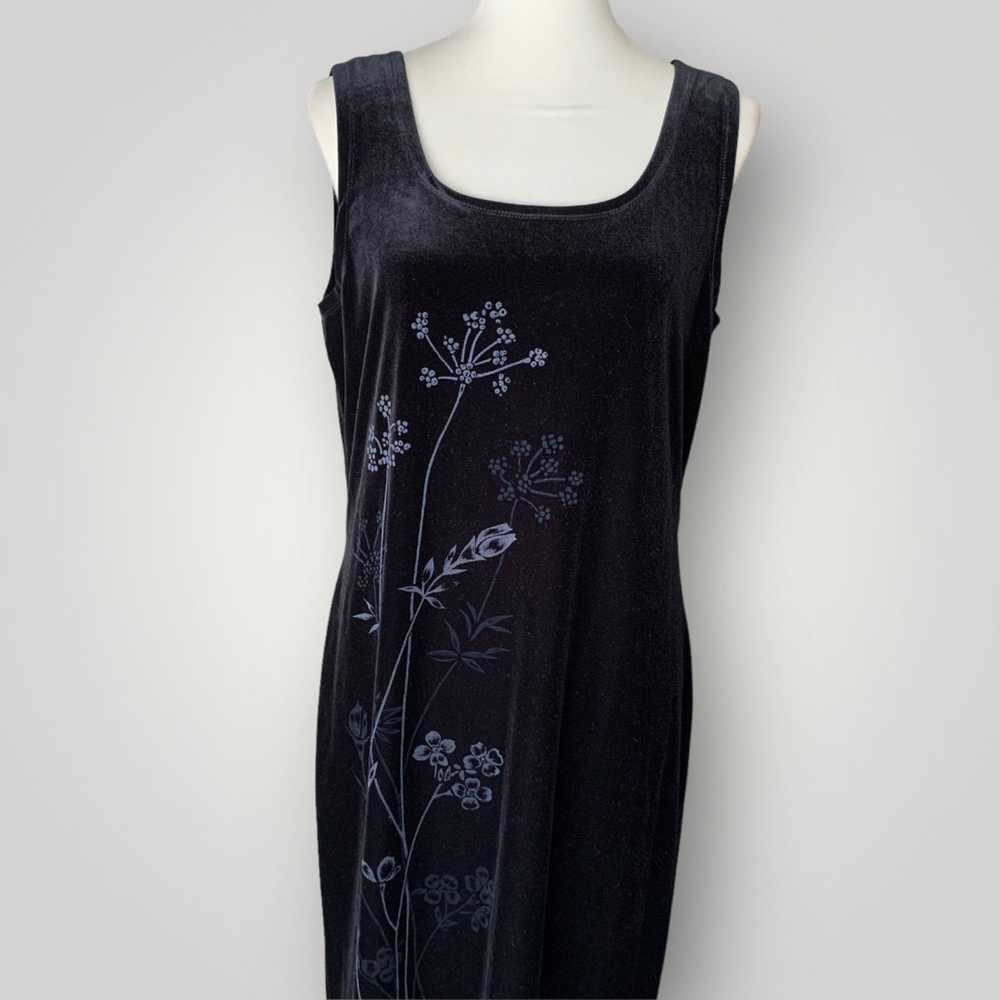 Vintage Black Velvet Floor-length Evening Dress - image 2