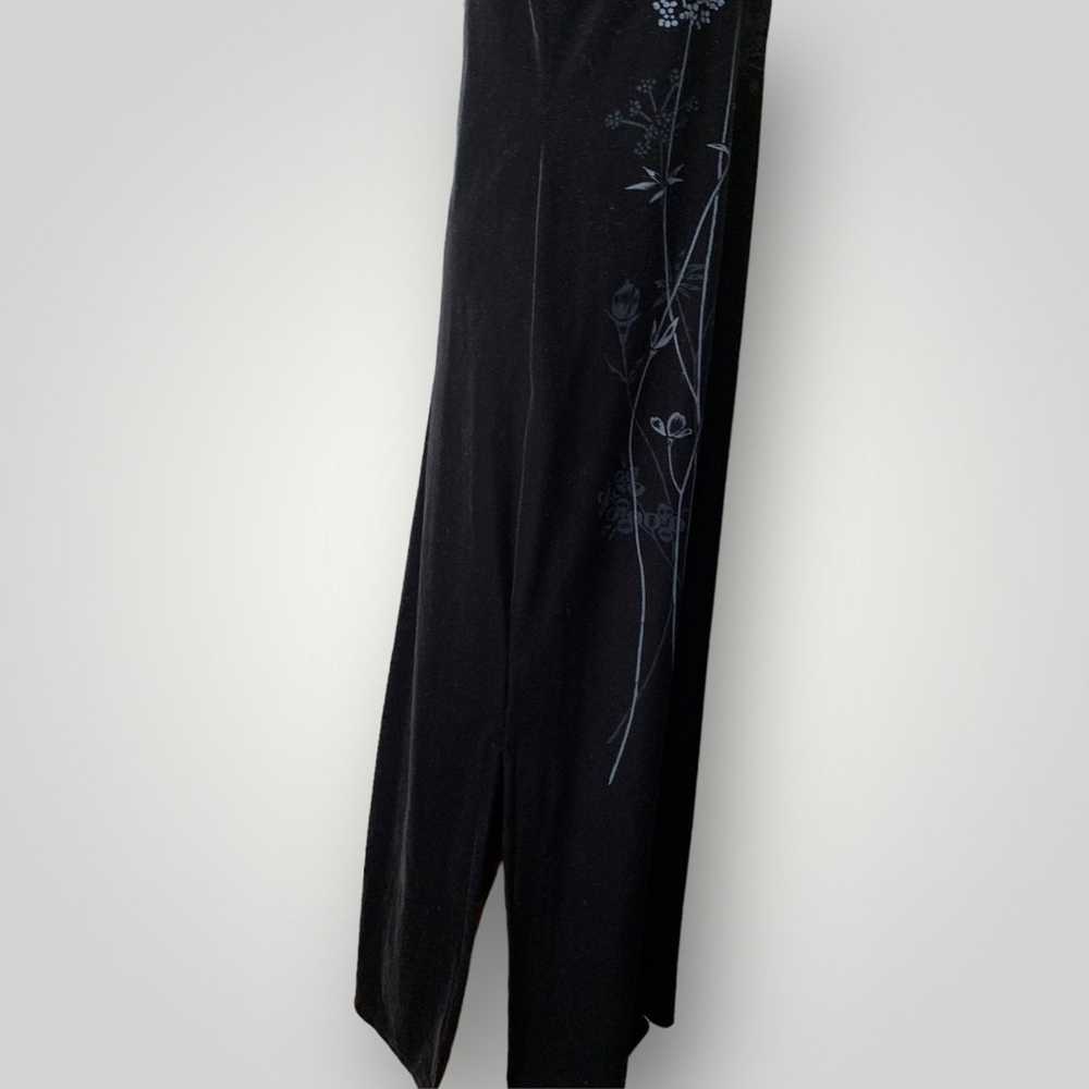 Vintage Black Velvet Floor-length Evening Dress - image 5