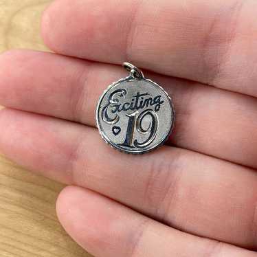 Vintage 925 Sterling Silver "Exciting 19" Pendant… - image 1