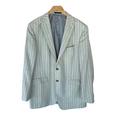 Paul Betenly Wool Linen Silk Gray Stripe Sport Coa
