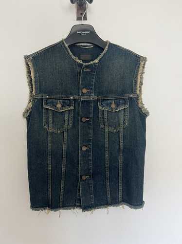 Saint Laurent Paris Psych Rock Frayed Denim Vest