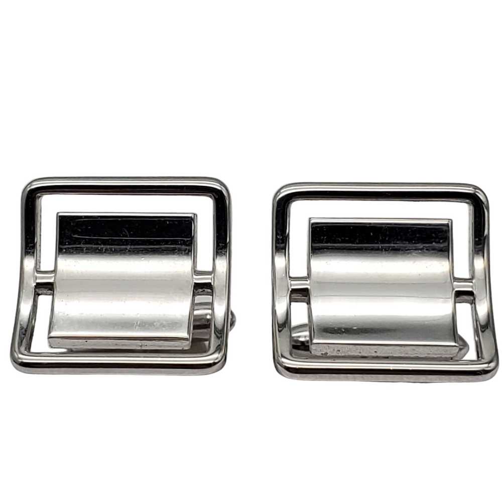 Silver Tone Cufflinks Tie Tack Bar Lot 1 Pair Ste… - image 8