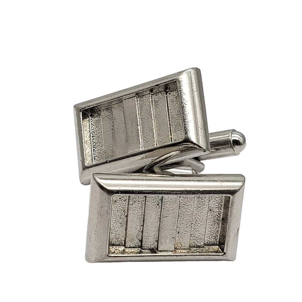 Silver Tone Cufflinks Tie Tack Bar Lot 1 Pair Ste… - image 9