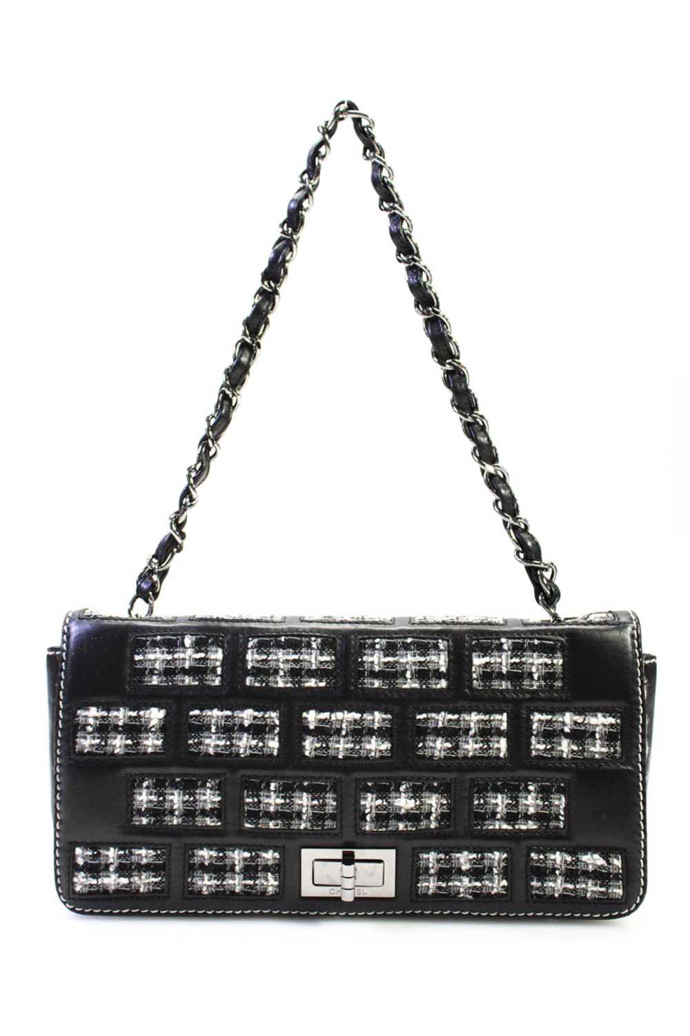 Chanel Womens Logo Turnlock Tweed Lambskin Chain … - image 1