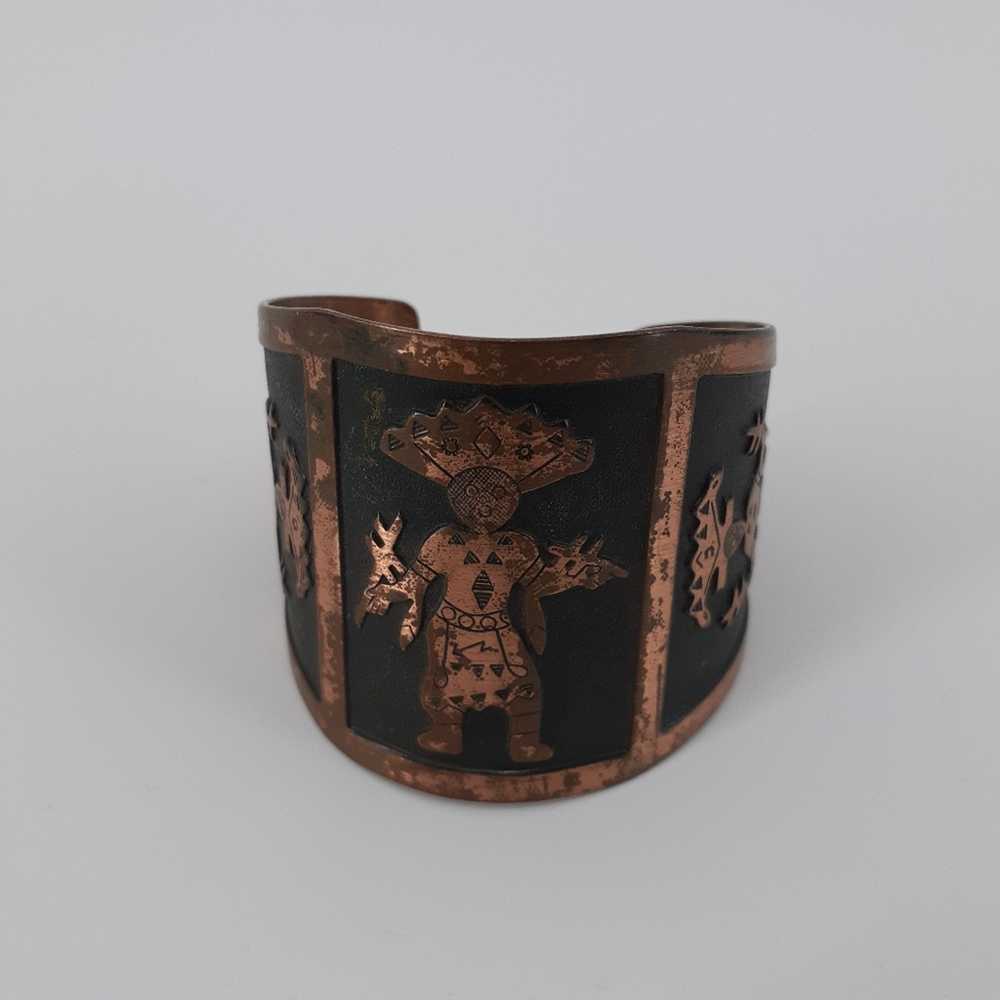 Vintage Kachina Cuff Wide Native Boho Cooper Stat… - image 10