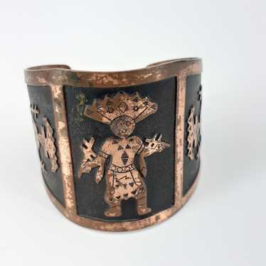 Vintage Kachina Cuff Wide Native Boho Cooper Stat… - image 1