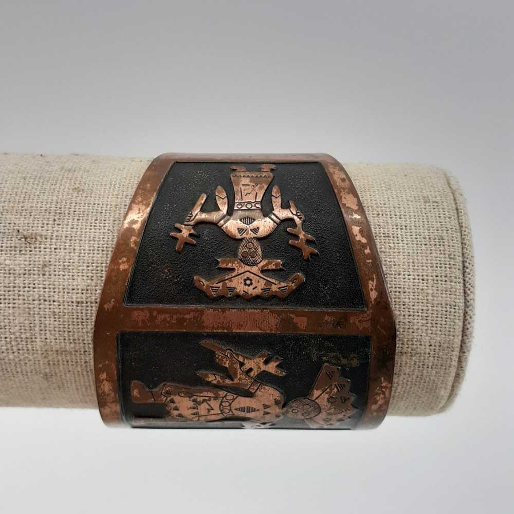 Vintage Kachina Cuff Wide Native Boho Cooper Stat… - image 8