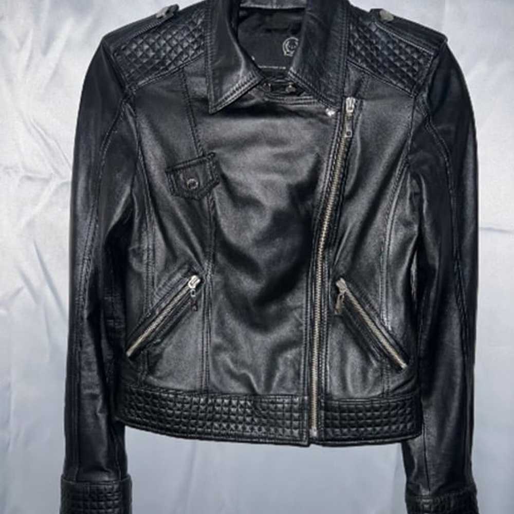 PZA black real leather jacket size XS-S - image 3