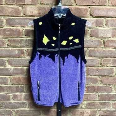 Jamie Sadock Velour Purple & Black Full Zip Vest S