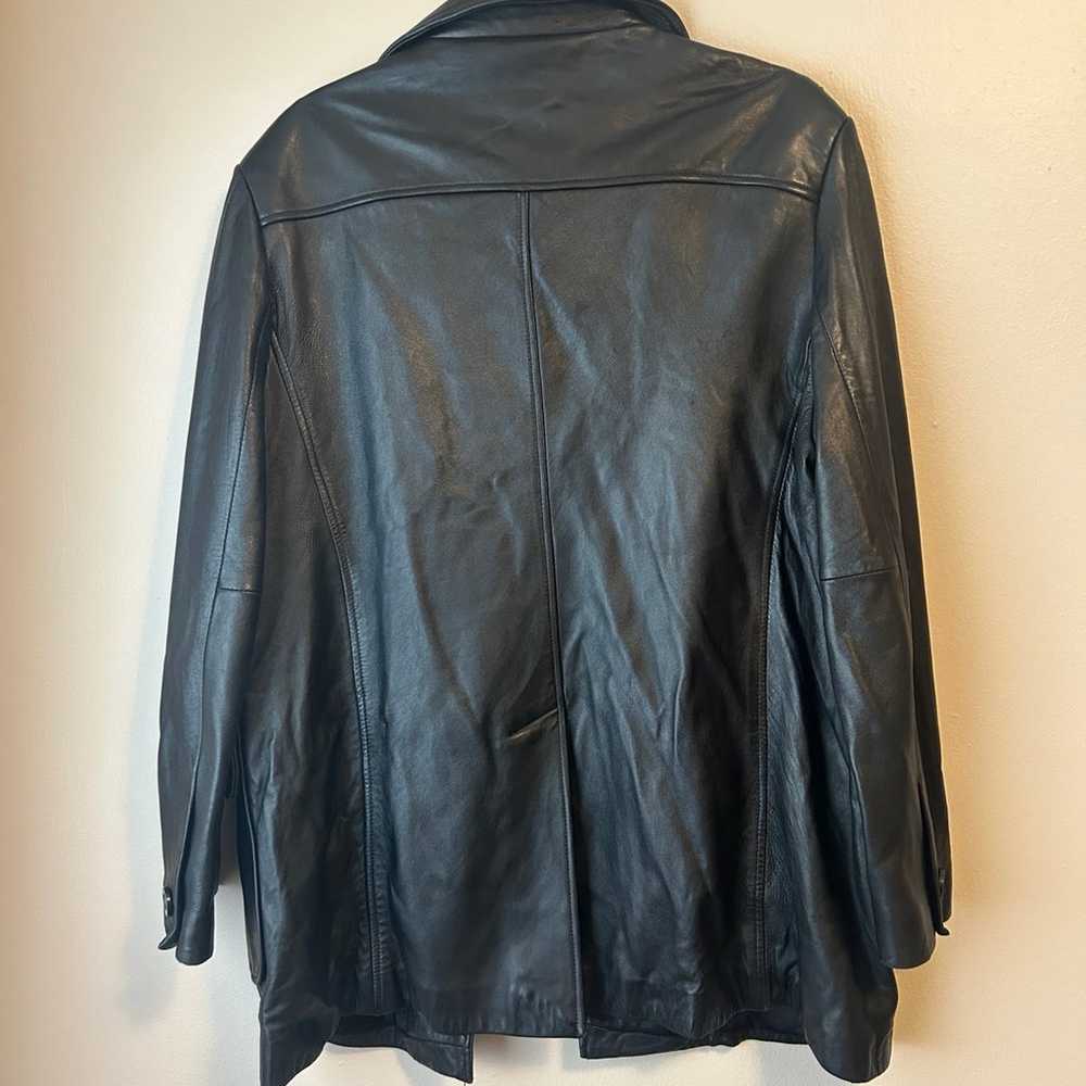 Vintage 90s Jones New York Black Leather Blazer J… - image 2