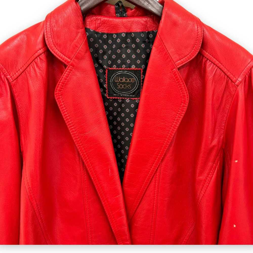 Vintage 1980s Wallace Saks Red Leather Jacket Mad… - image 4