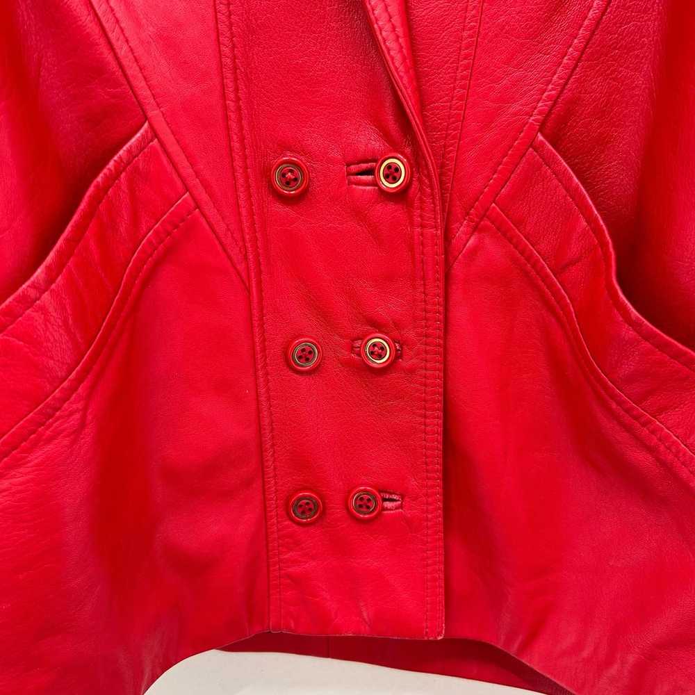 Vintage 1980s Wallace Saks Red Leather Jacket Mad… - image 6