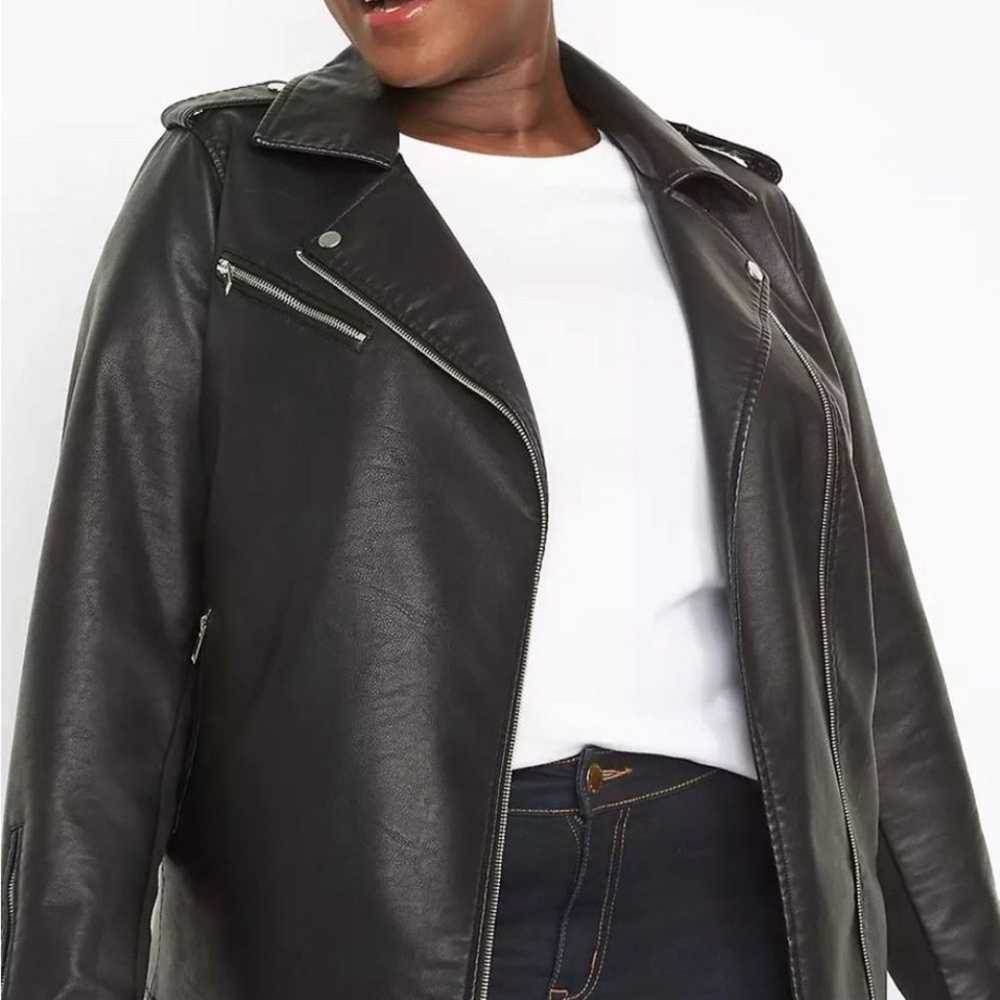 Lane Bryant Thin Moto Leather Jacket worn 1X Grea… - image 2