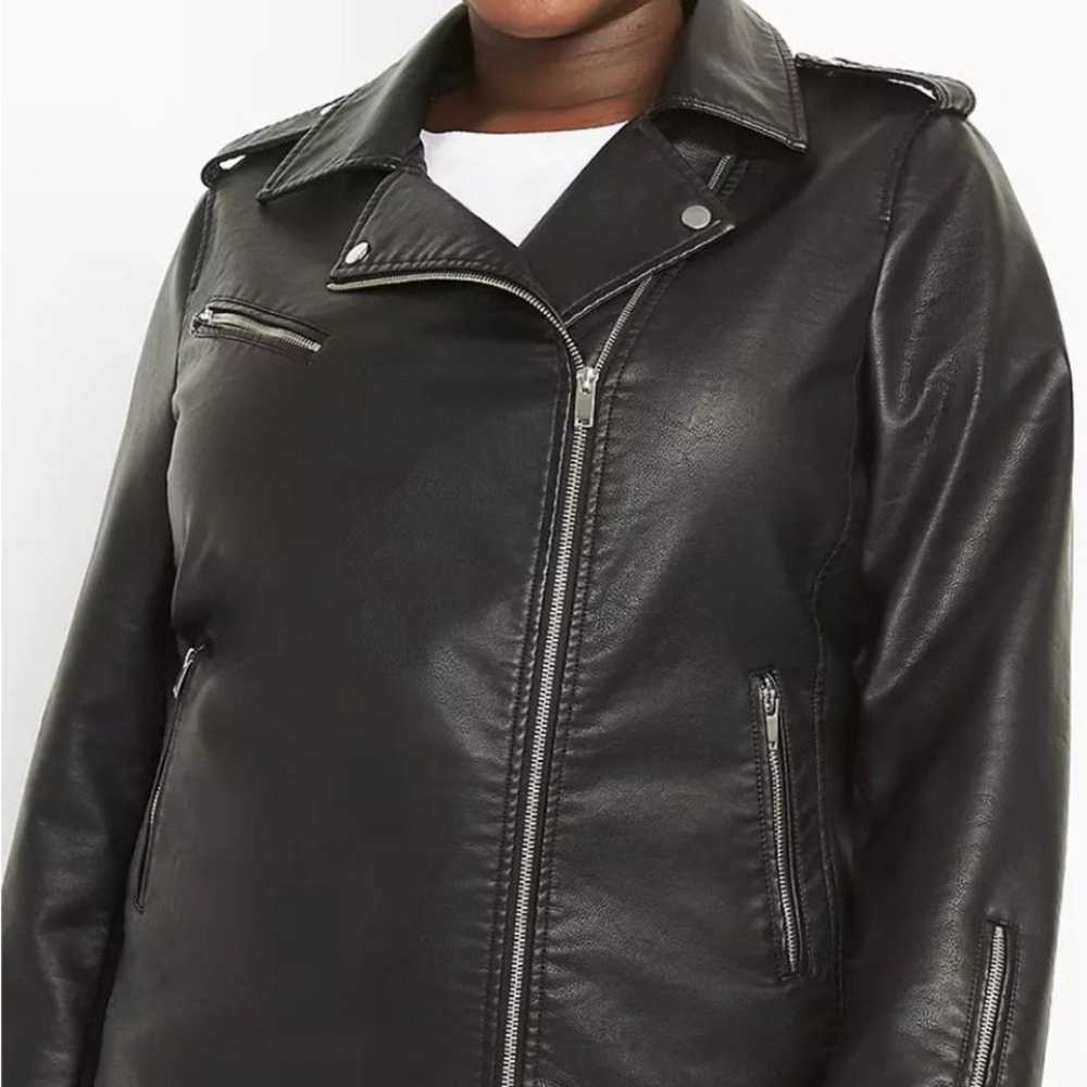 Lane Bryant Thin Moto Leather Jacket worn 1X Grea… - image 3