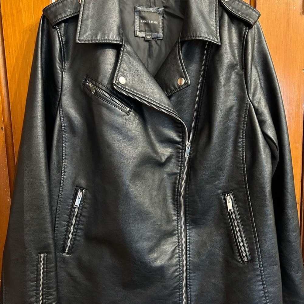 Lane Bryant Thin Moto Leather Jacket worn 1X Grea… - image 4