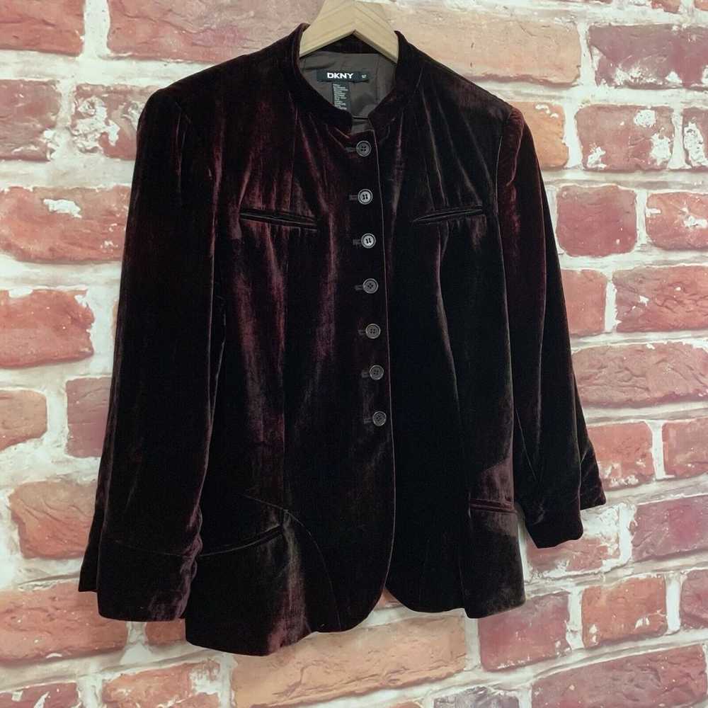 DKNY Jacket Womens Size 12 Dark Burgundy Maroon V… - image 2