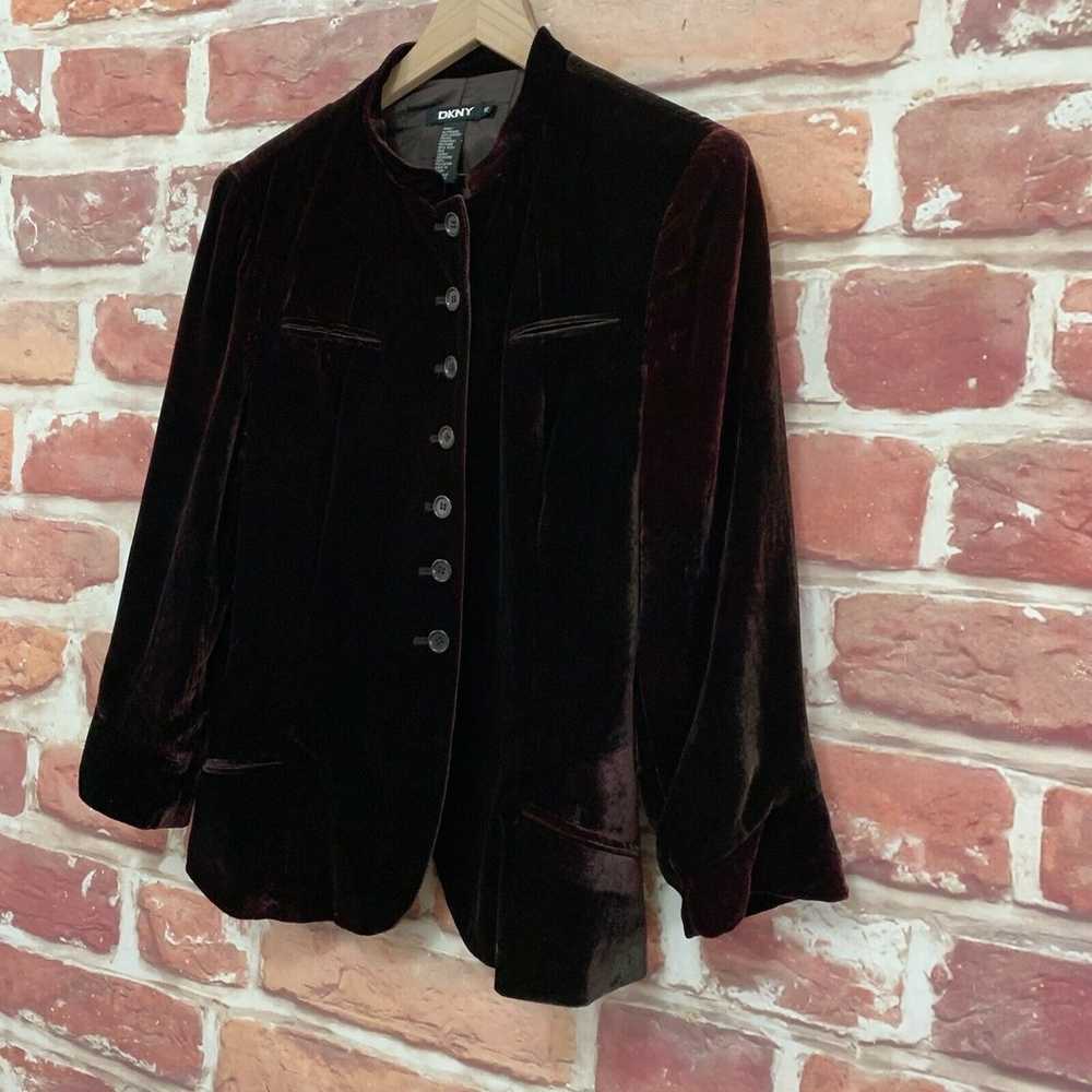 DKNY Jacket Womens Size 12 Dark Burgundy Maroon V… - image 3