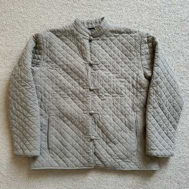 Eileen Fisher Silk Quilted Jacket Light Grey Small