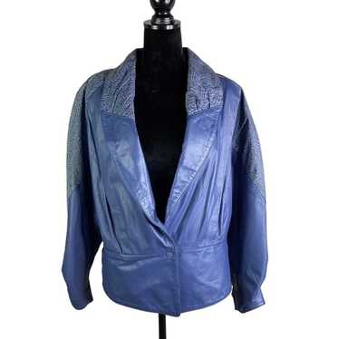 Wilson’s leather vintage blue leather and suede j… - image 1