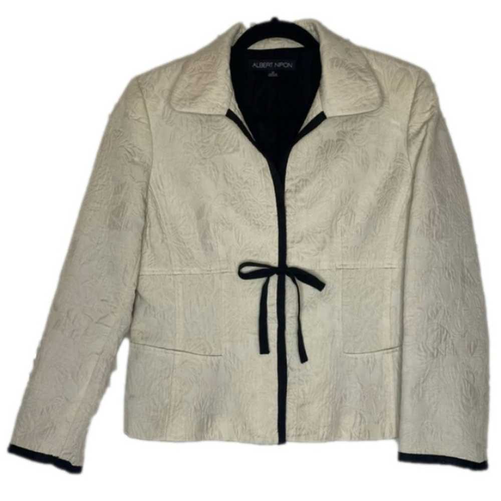 Albert Nipon Vintage Jacket Blazer Ivory Black Tr… - image 1