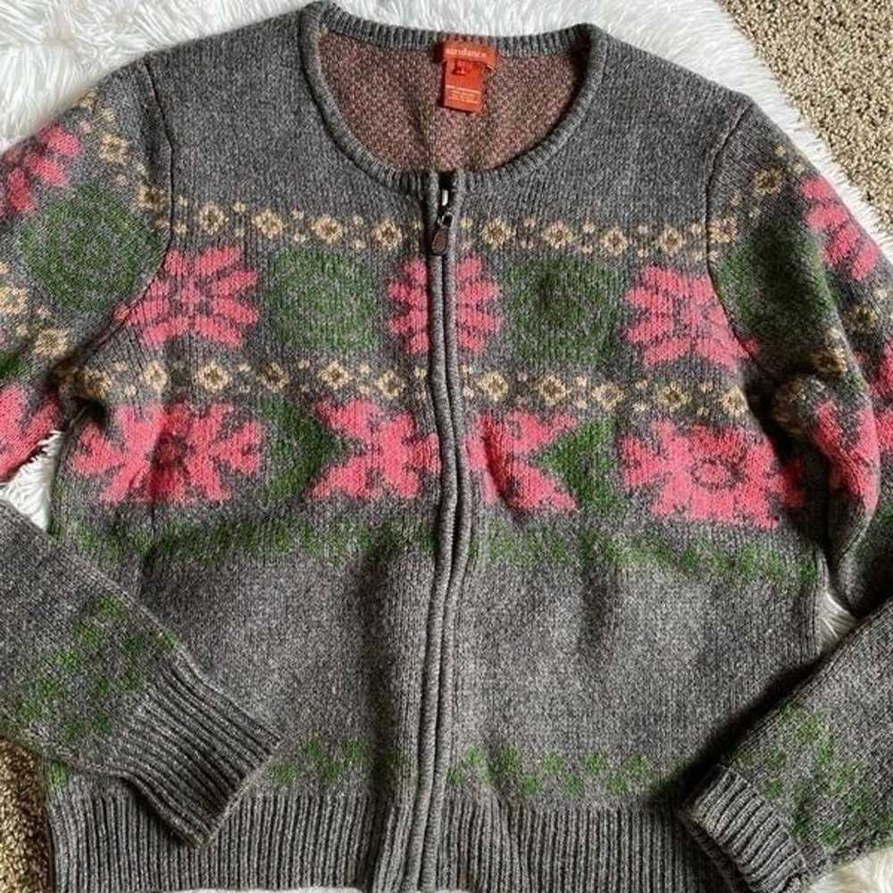 Sundance Lambswool Blend Zip Sweater Jacket Size … - image 6