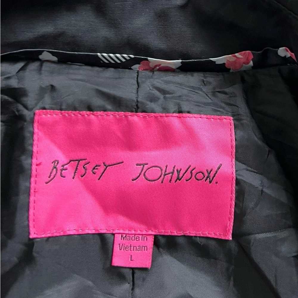Betsey Johnson Black Trench Coat size womens large - image 5