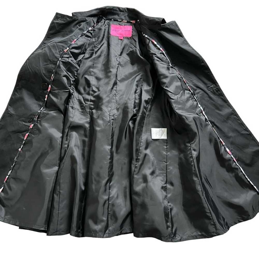 Betsey Johnson Black Trench Coat size womens large - image 6