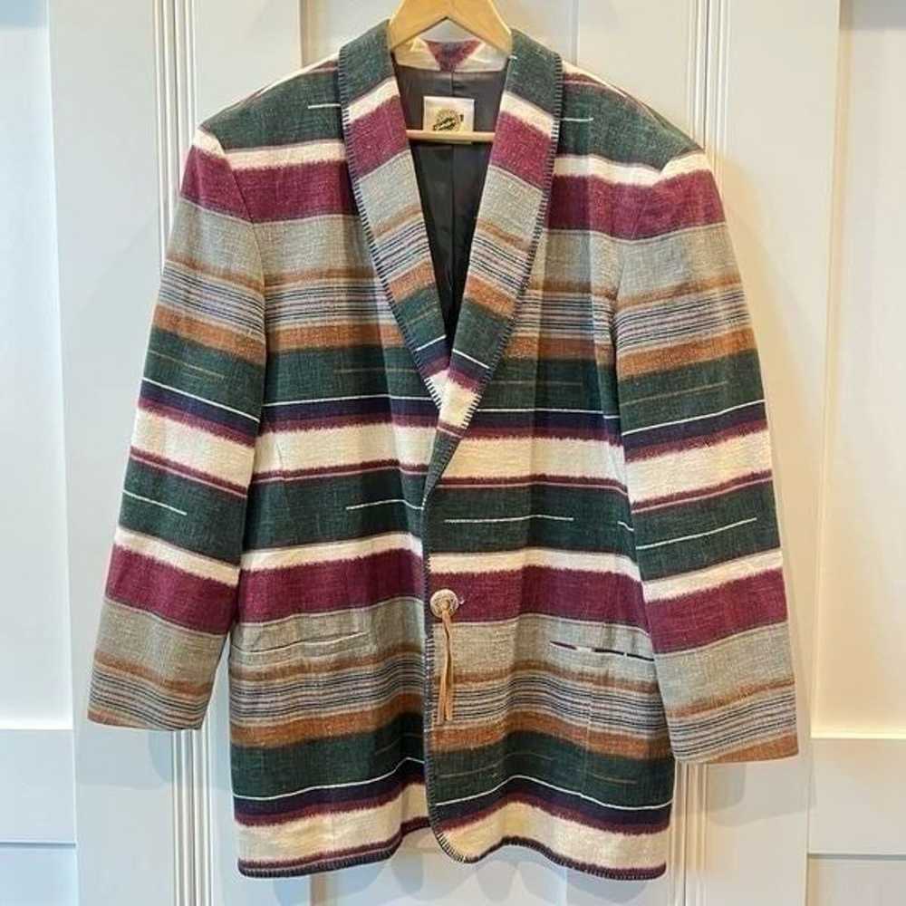 Vintage Southwest Jacket Linen Cotton Blazer Over… - image 1