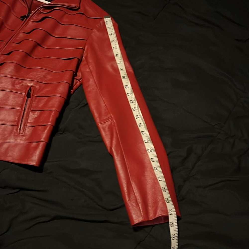 Neiman Marcus red leather jacket women - image 5