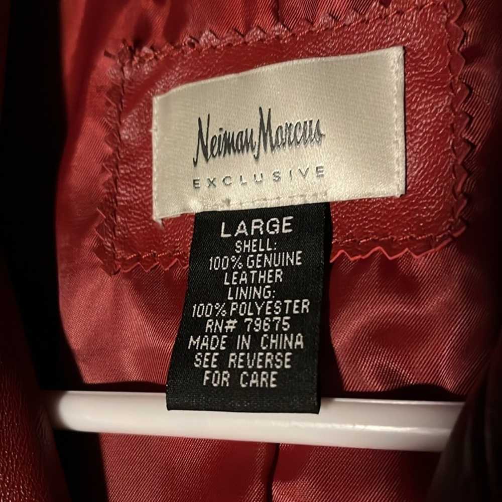 Neiman Marcus red leather jacket women - image 6