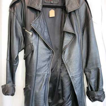Black leather biker moto jacket by MIROPA - image 1