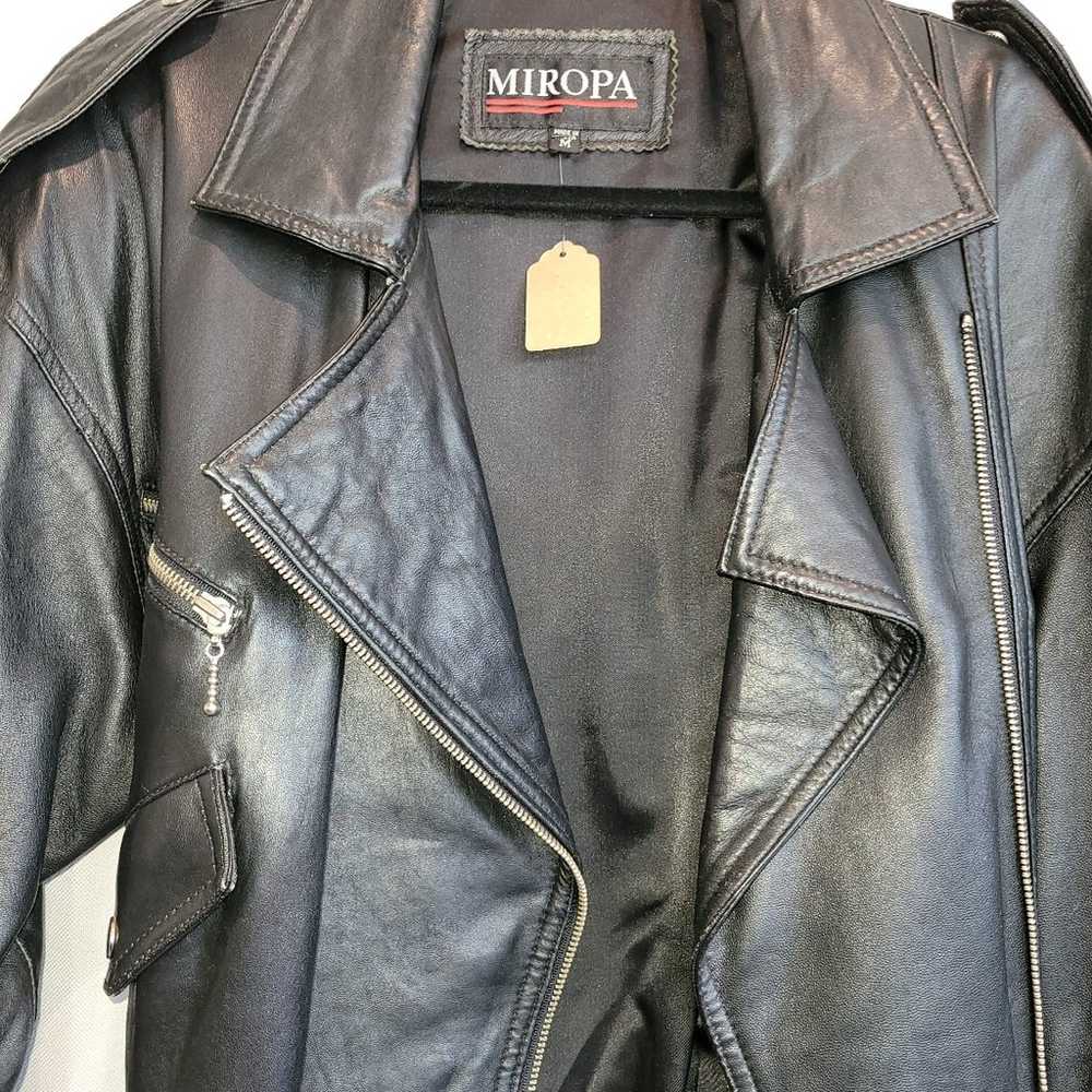 Black leather biker moto jacket by MIROPA - image 2