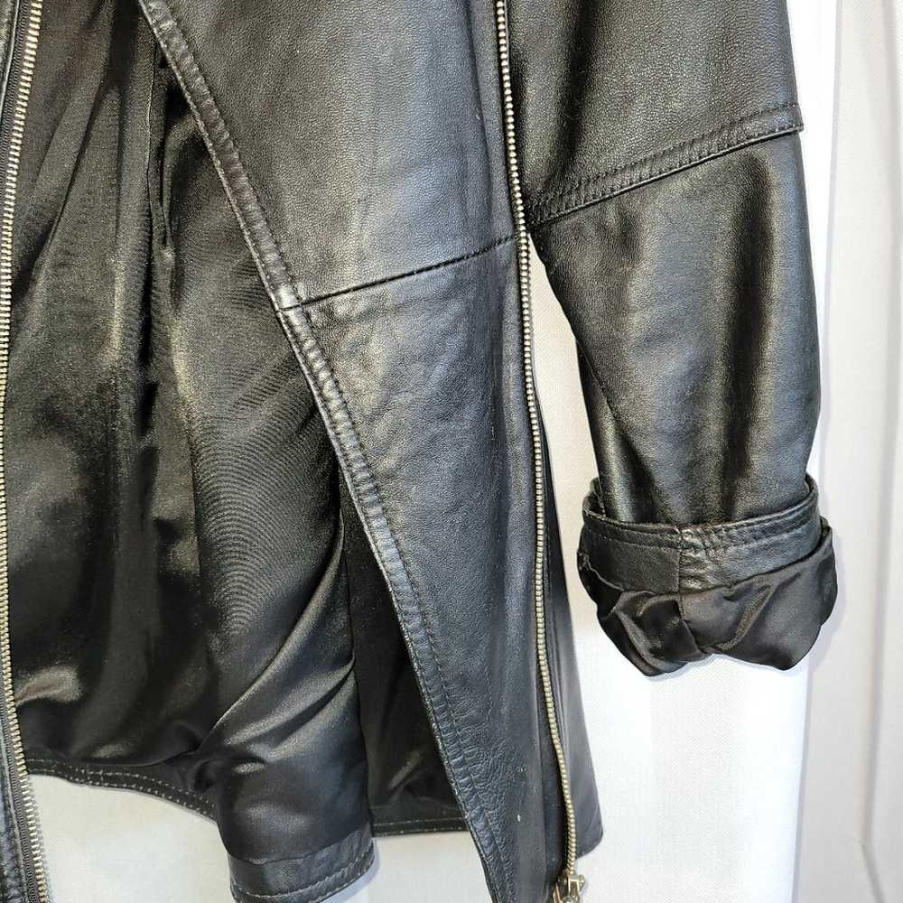 Black leather biker moto jacket by MIROPA - image 3