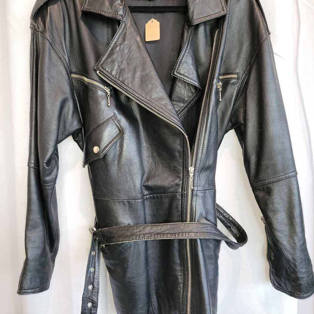 Black leather biker moto jacket by MIROPA - image 5