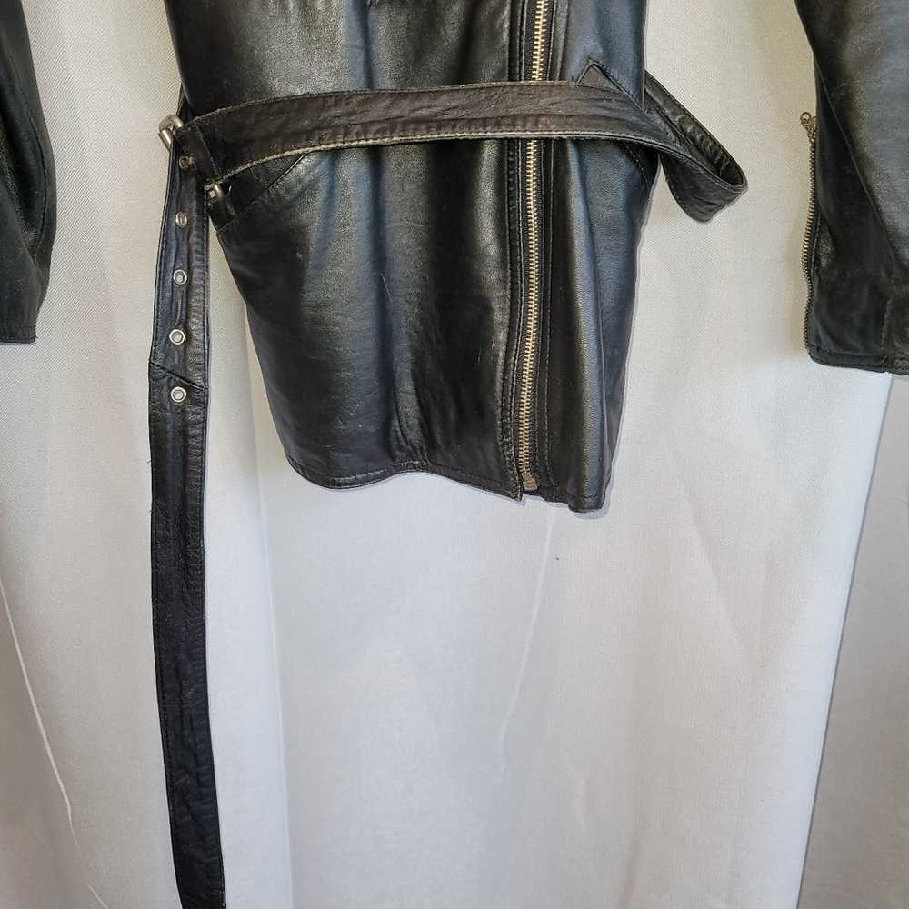Black leather biker moto jacket by MIROPA - image 6
