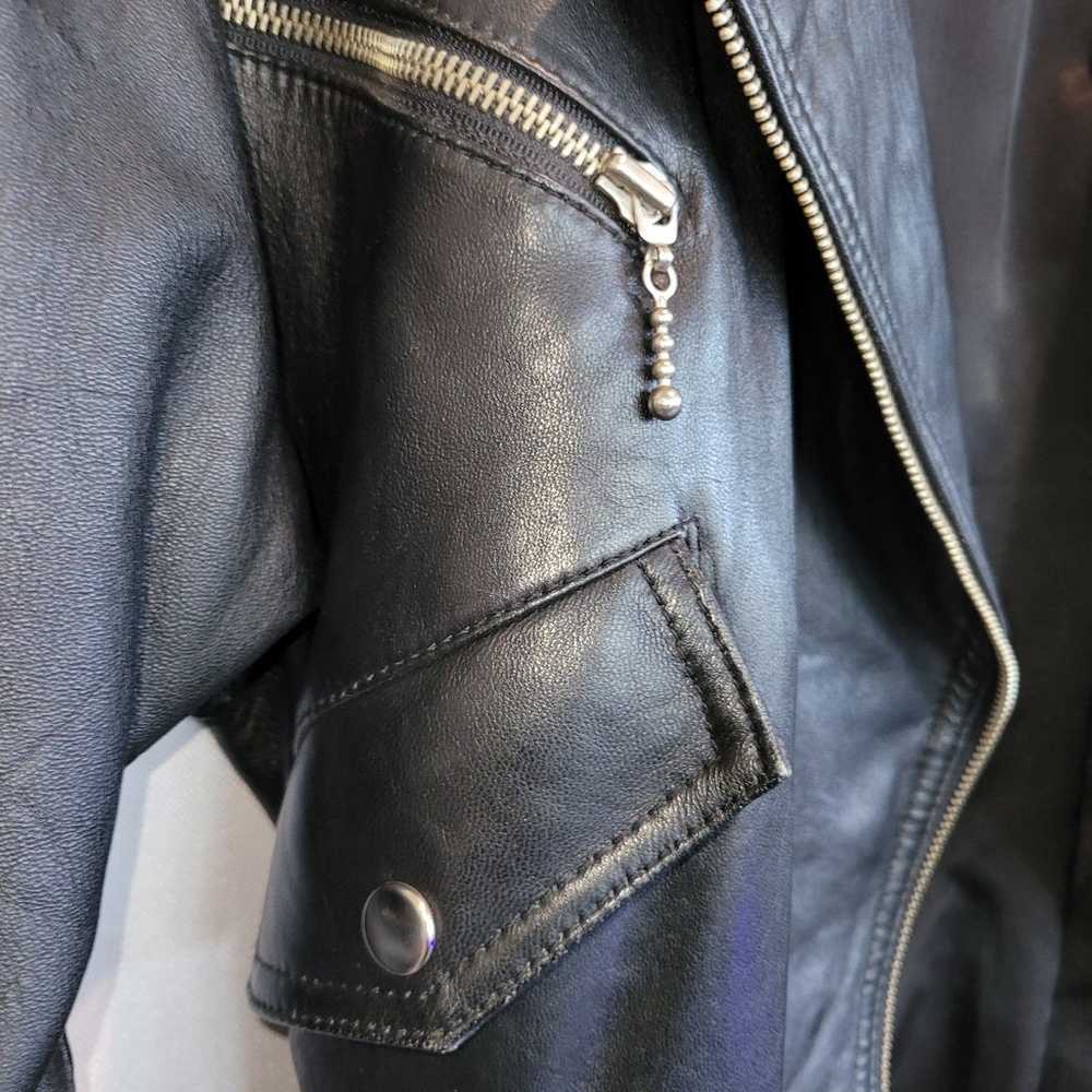 Black leather biker moto jacket by MIROPA - image 7