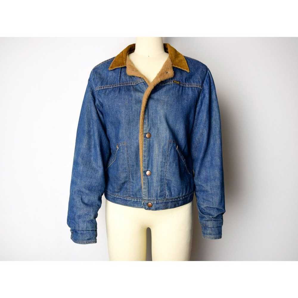1970s Wrangler Denim Jacket Size Small 70s Faux F… - image 3