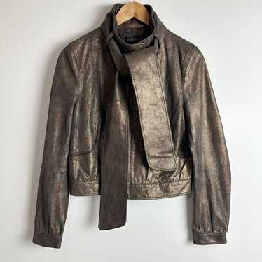 BAGATELLE Metallic Brown Leather Motorcycle Jacke… - image 1