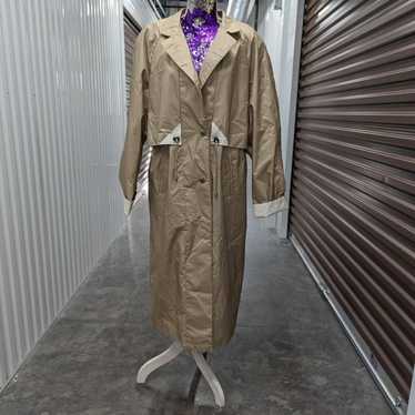 Essentials Vintage Size 12 Beige Long Raincoat Co… - image 1