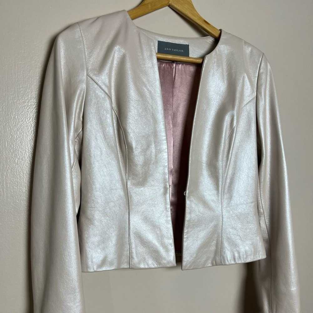 SALE! Blush Leather Ann Taylor Cropped Jacket Siz… - image 3