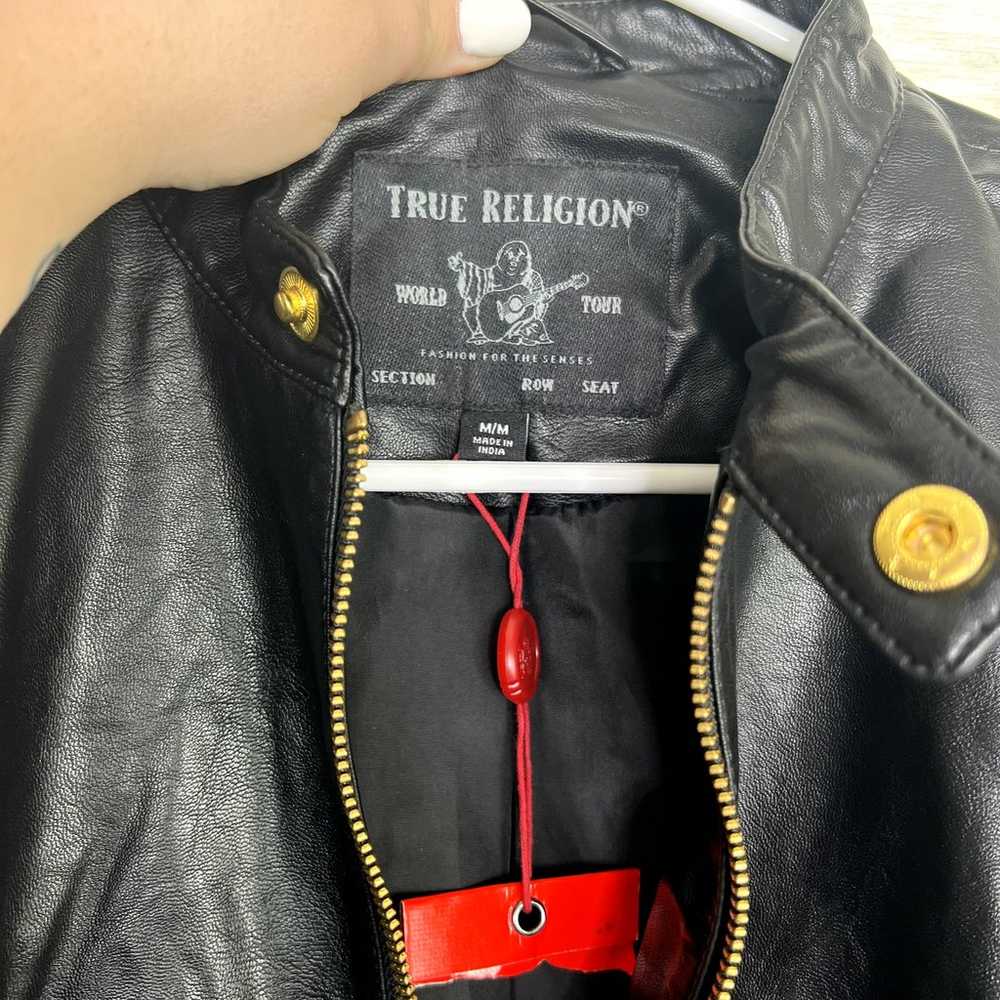 True Religion NWOT Vegan Leather Lace Up Moto Jac… - image 8